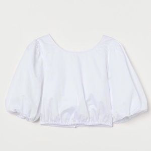 Puff sleeve cropped shirt